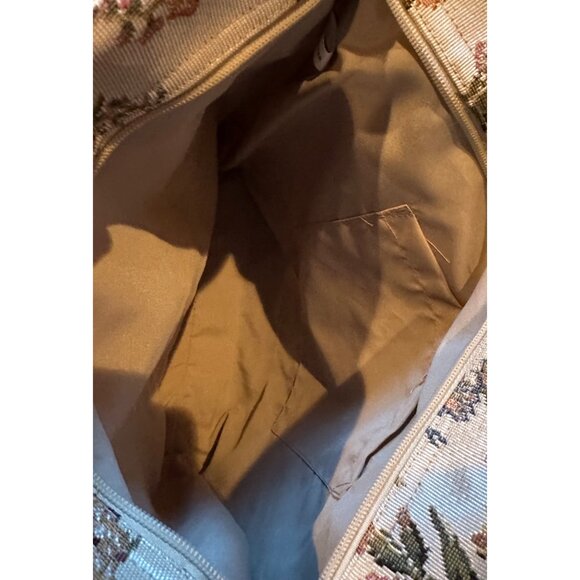 Floral Tapestry Tote Bag With Dual Handles Handbag Purse Womens Zipper Closure - Picture 9 of 9